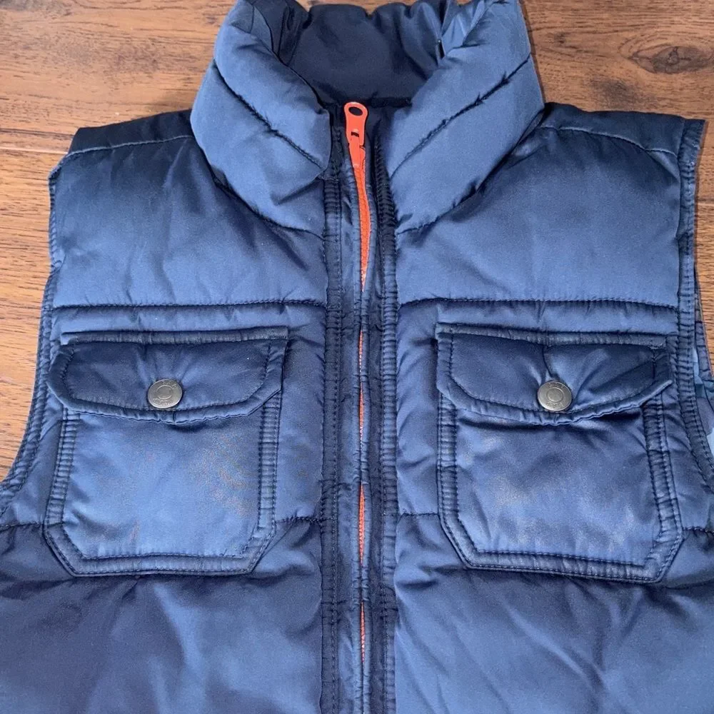 Gap Boy Reversible Camo Jacket Puffer Vest Navy Blue Youth L